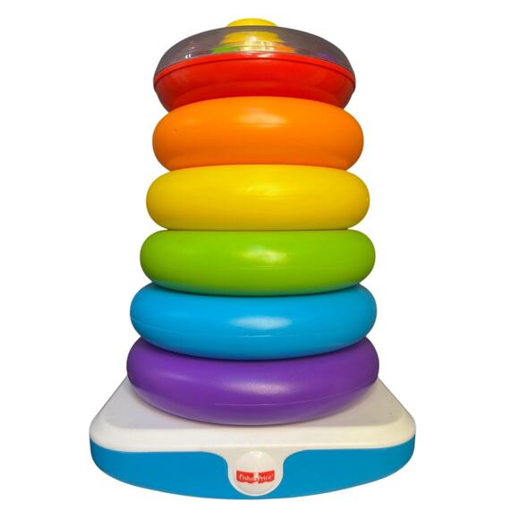 Fisher Price Large Rock A Stack, Stacking Ring Toy 6 Plastic Rings 15” Tall - Picture 1 of 9